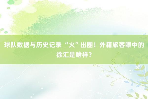 球队数据与历史记录 “火”出圈!外籍旅客眼中的徐汇是啥样?