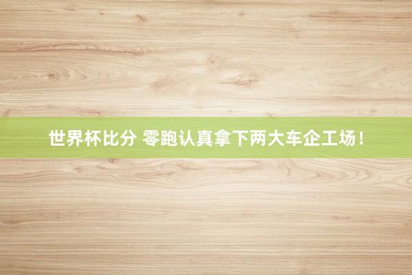 世界杯比分 零跑认真拿下两大车企工场！