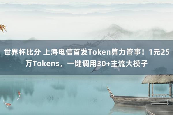 世界杯比分 上海电信首发Token算力管事！1元25万Tokens，一键调用30+主流大模子