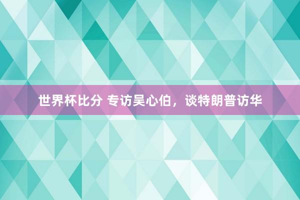 世界杯比分 专访吴心伯，谈特朗普访华
