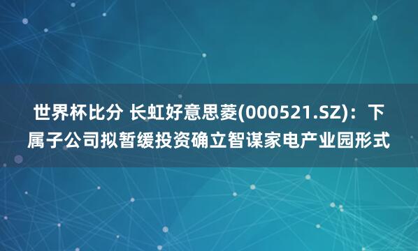 世界杯比分 长虹好意思菱(000521.SZ)：下属子公司拟暂缓投资确立智谋家电产业园形式