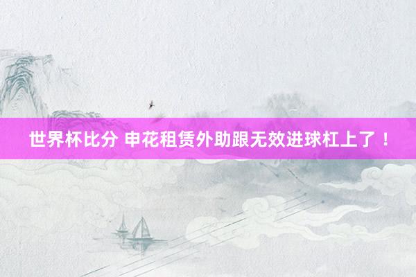 世界杯比分 申花租赁外助跟无效进球杠上了 ！
