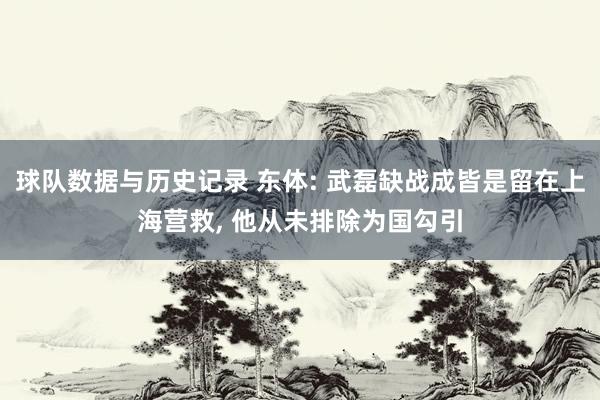 球队数据与历史记录 东体: 武磊缺战成皆是留在上海营救， 他从未排除为国勾引