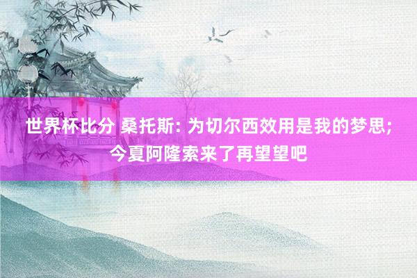 世界杯比分 桑托斯: 为切尔西效用是我的梦思;今夏阿隆索来了再望望吧