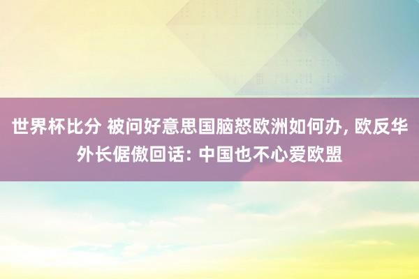 世界杯比分 被问好意思国脑怒欧洲如何办， 欧反华外长倨傲回话: 中国也不心爱欧盟