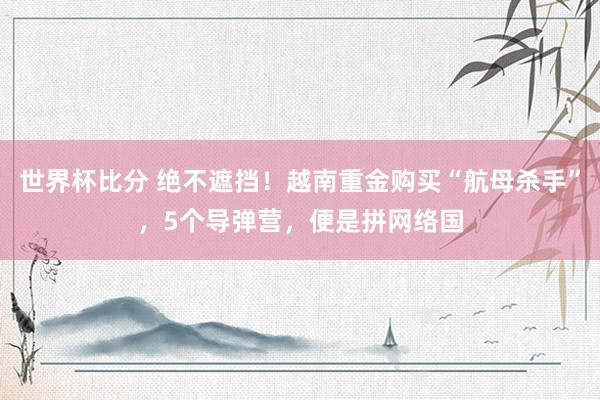 世界杯比分 绝不遮挡！越南重金购买“航母杀手”，5个导弹营，便是拼网络国
