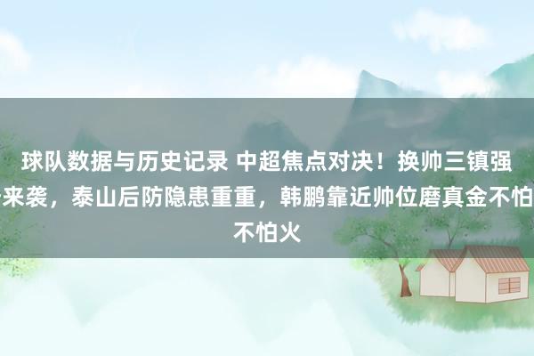 球队数据与历史记录 中超焦点对决！换帅三镇强势来袭，泰山后防隐患重重，韩鹏靠近帅位磨真金不怕火