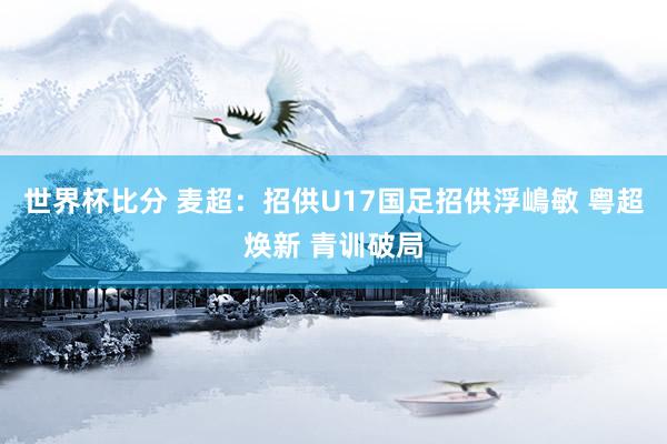 世界杯比分 麦超:招供U17国足招供浮嶋敏 粤超焕新 青训破局