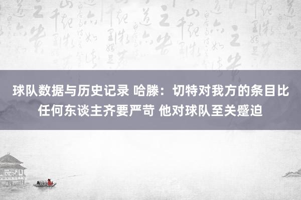 球队数据与历史记录 哈滕：切特对我方的条目比任何东谈主齐要严苛 他对球队至关蹙迫