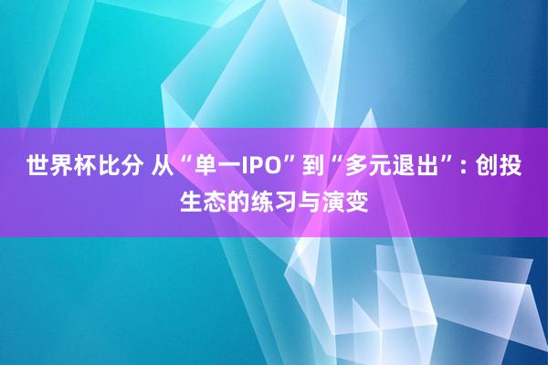 世界杯比分 从“单一IPO”到“多元退出”: 创投生态的练习与演变