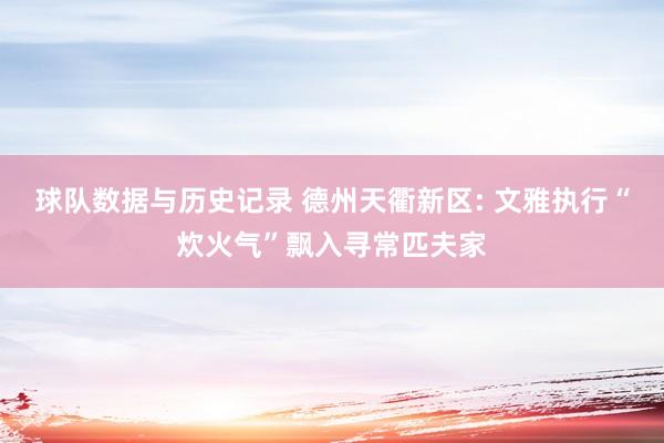 球队数据与历史记录 德州天衢新区: 文雅执行“炊火气”飘入寻常匹夫家