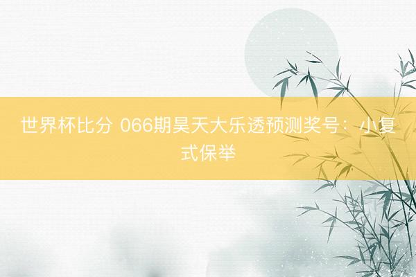 世界杯比分 066期昊天大乐透预测奖号：小复式保举